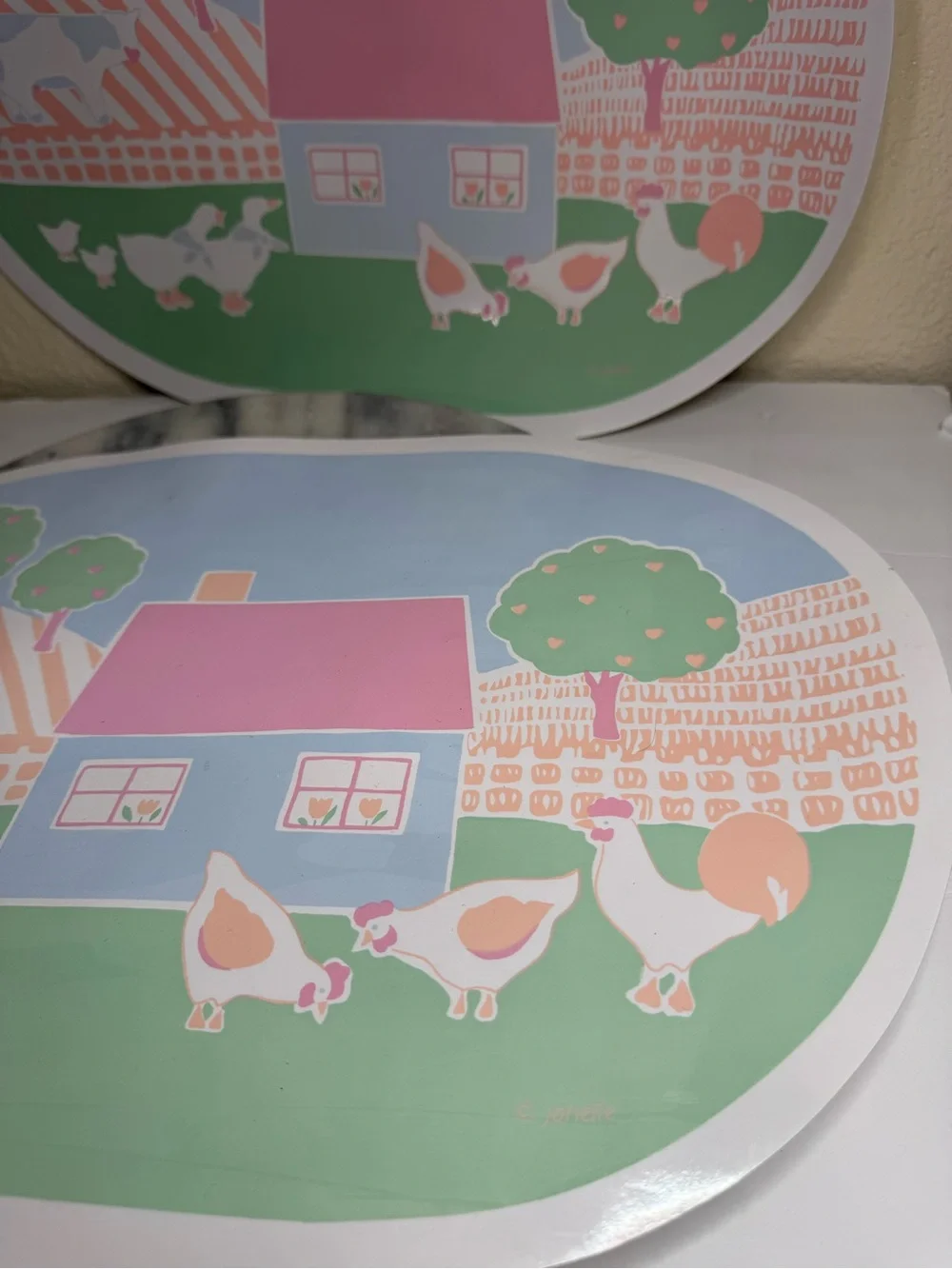 Pastel Farmhouse Wall Decor Plaque - Pink & Green